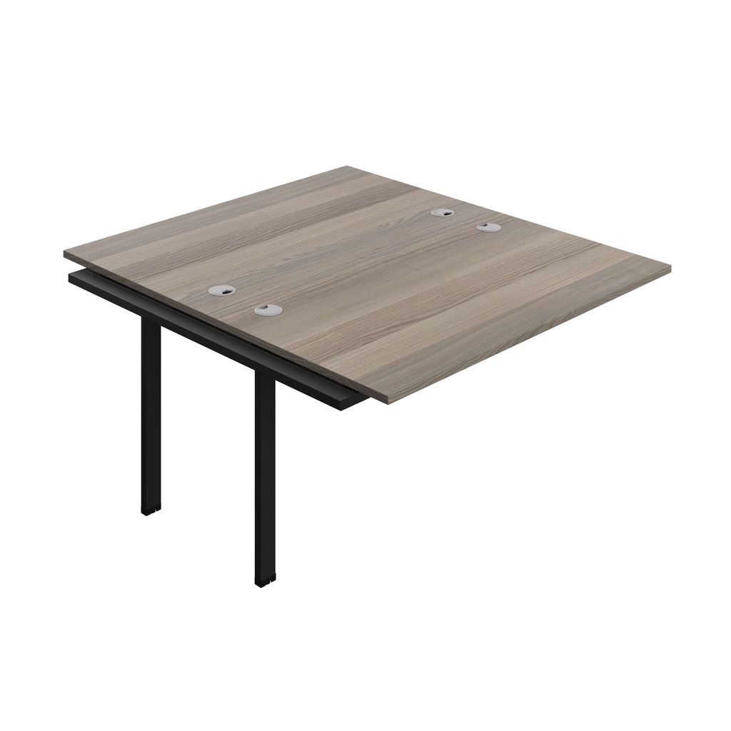 Synergy Bench Extension With Cable Ports: 2 Person (Fsc) | 1400 X 800 | Grey Oak/Silver