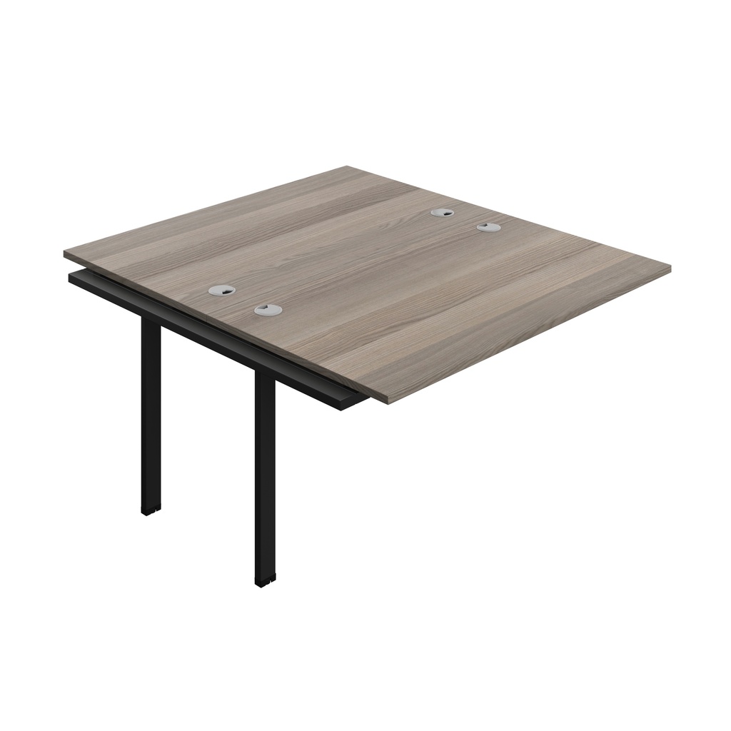 Synergy Bench Extension With Cable Ports: 2 Person (Fsc) | 1400 X 800 | Grey Oak/Silver