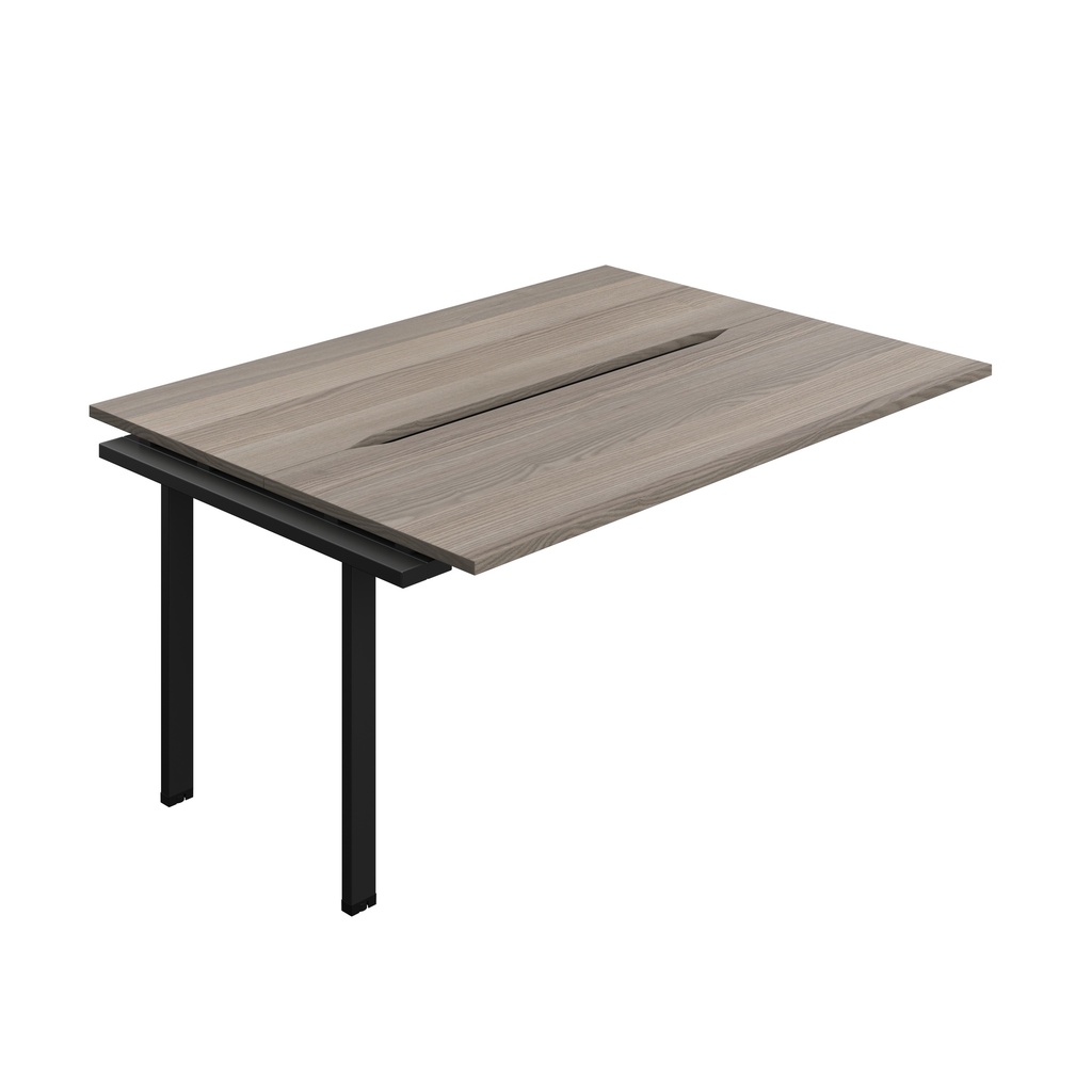 Synergy Bench Extension With Cut Out: 2 Person (Fsc) | 1600 X 600 | Grey Oak/Black