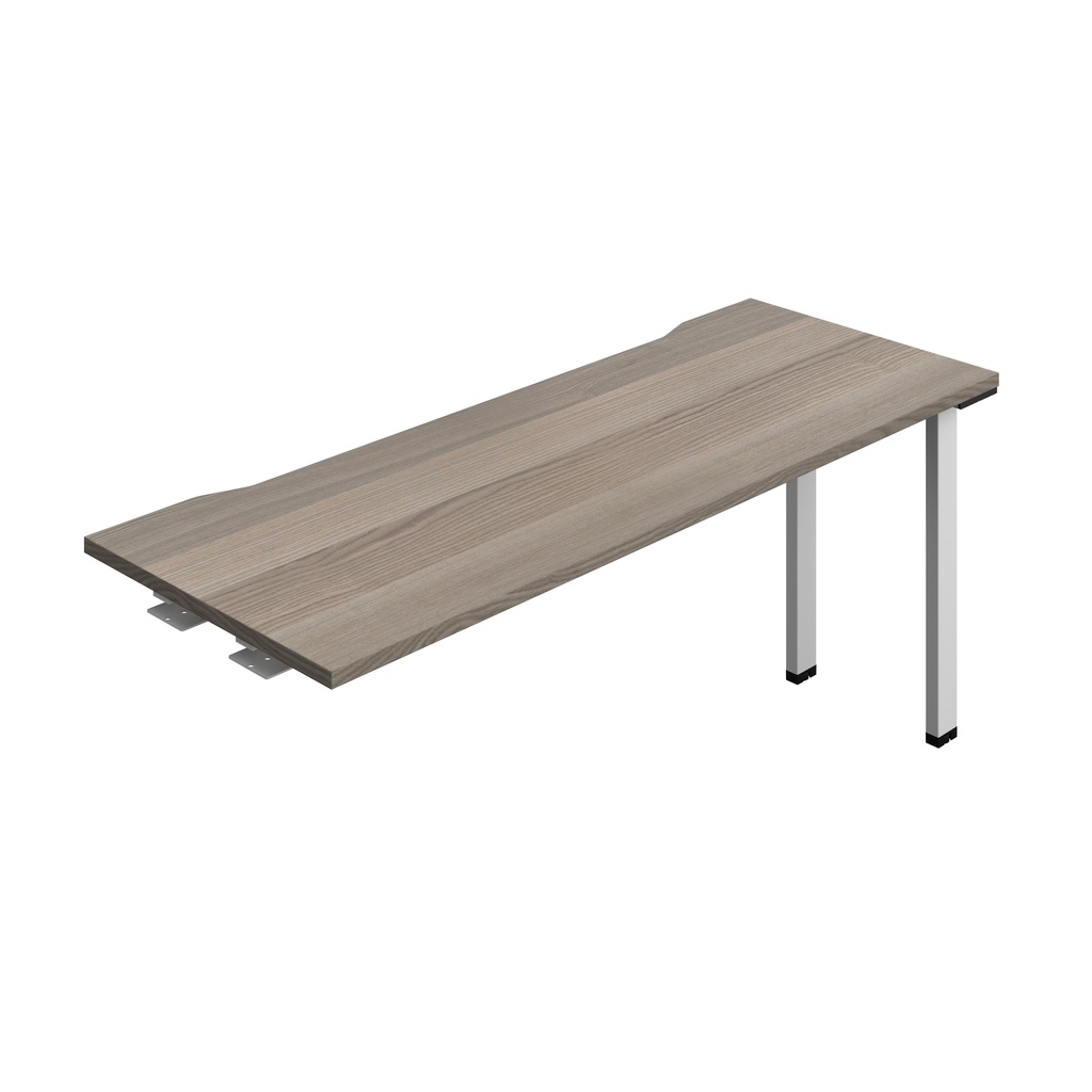 Synergy Bench Extension With Cut Out: 1 Person (Fsc) | 1600 X 600 | Grey Oak/Silver