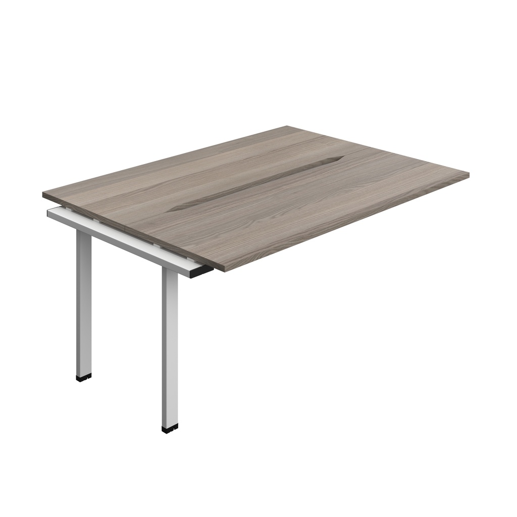 Synergy Bench Extension With Cut Out: 2 Person (Fsc) | 1600 X 600 | Grey Oak/Silver