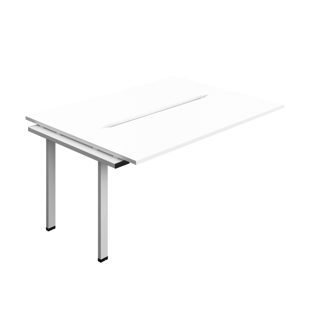 Synergy Bench Extension With Cut Out: 2 Person (Fsc) | 1600 X 600 | White/Silver