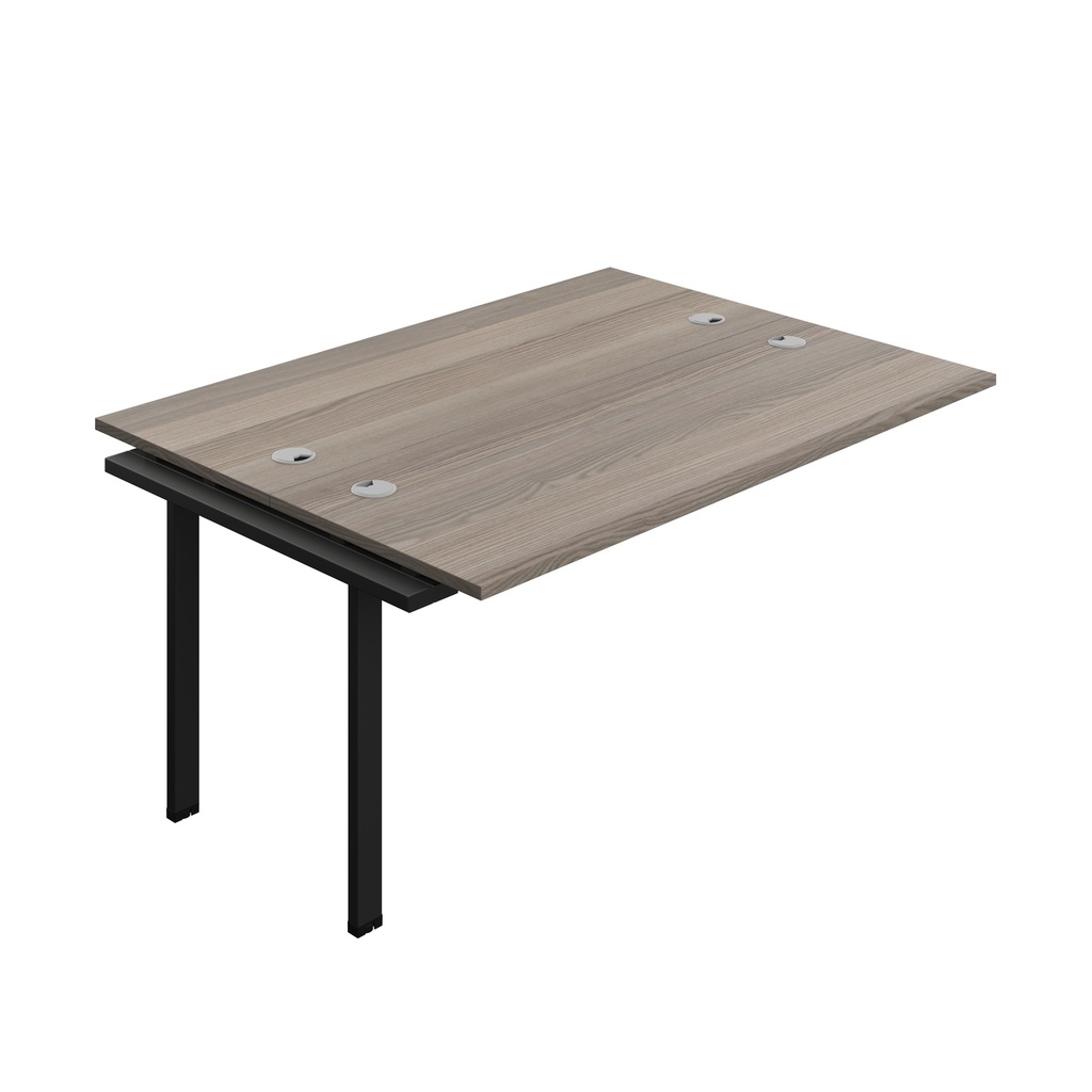 Synergy Bench Extension With Cable Ports: 2 Person (Fsc) | 1600 X 600 | Grey Oak/Black