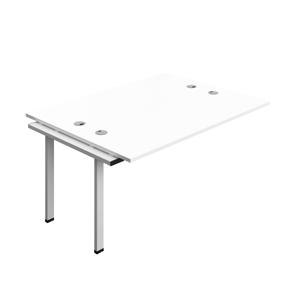 Synergy Bench Extension With Cable Ports: 2 Person (Fsc) | 1600 X 600 | White/Silver