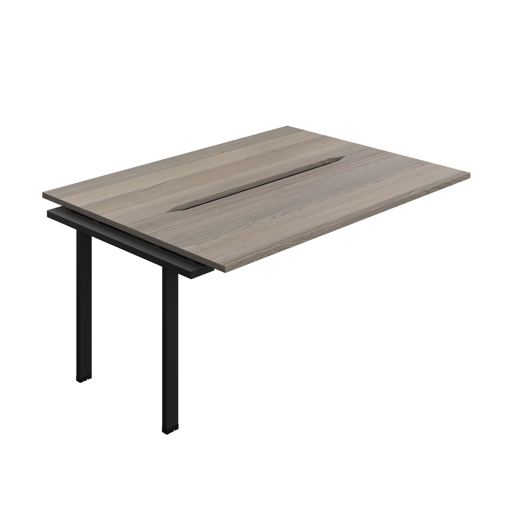 Synergy Bench Extension With Cut Out: 2 Person (Fsc) | 1600 X 700 | Grey Oak/Black