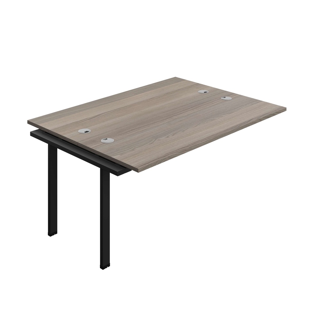 Synergy Bench Extension With Cable Ports: 2 Person (Fsc) | 1600 X 700 | Grey Oak/Black