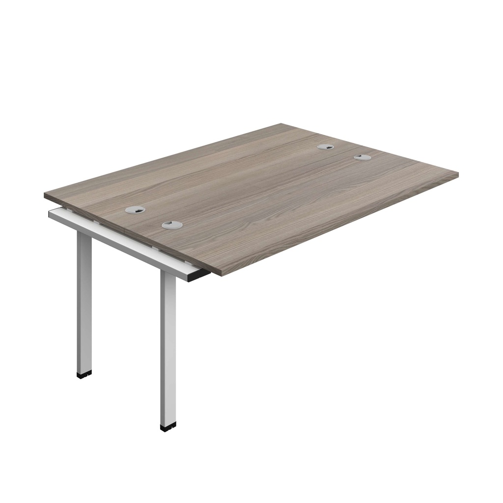 Synergy Bench Extension With Cable Ports: 2 Person (Fsc) | 1600 X 700 | Grey Oak/Silver