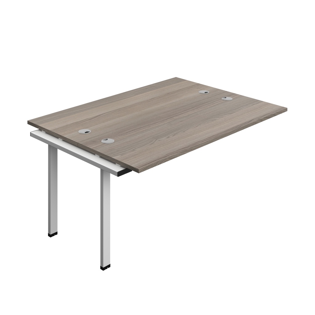 Synergy Bench Extension With Cable Ports: 2 Person (Fsc) | 1600 X 700 | Grey Oak/Silver