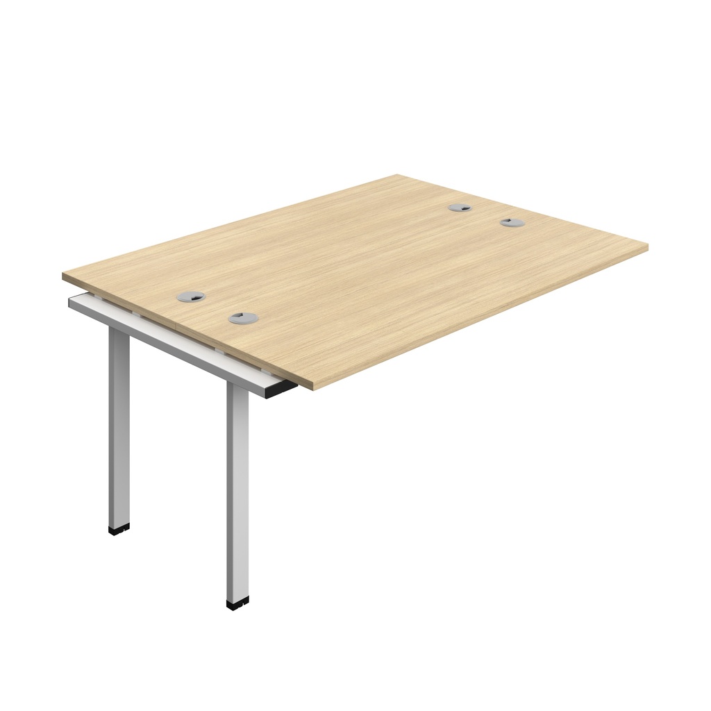 Synergy Bench Extension With Cable Ports: 2 Person (Fsc) | 1600 X 700 | Nova Oak/Silver