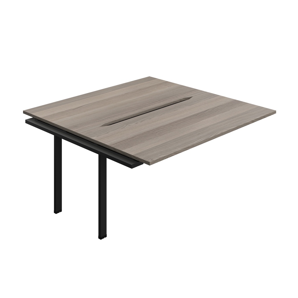 Synergy Bench Extension With Cut Out: 2 Person (Fsc) | 1600 X 800 | Grey Oak/Black