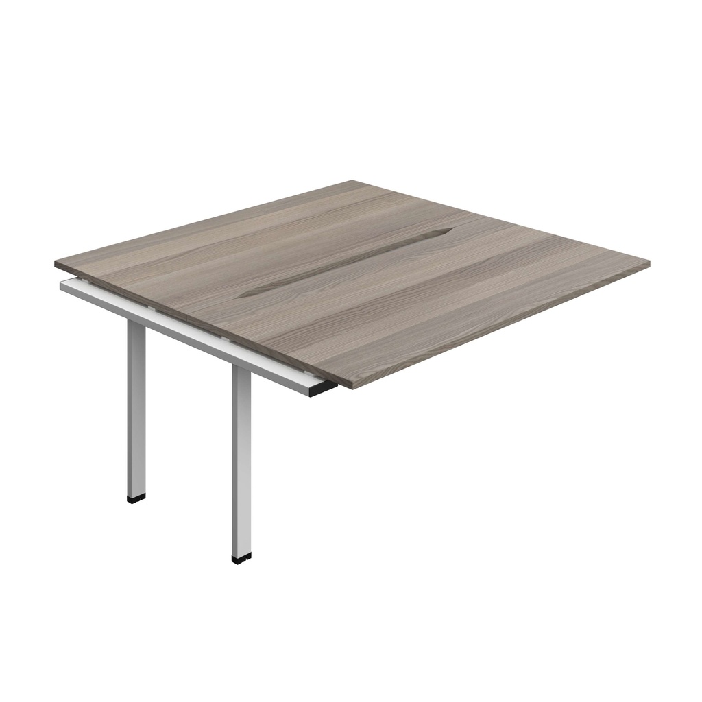 Synergy Bench Extension With Cut Out: 2 Person (Fsc) | 1600 X 800 | Grey Oak/Silver