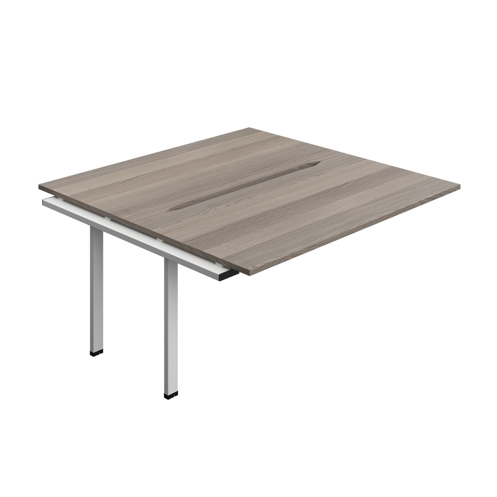 Synergy Bench Extension With Cut Out: 2 Person (Fsc) | 1600 X 800 | Grey Oak/Silver