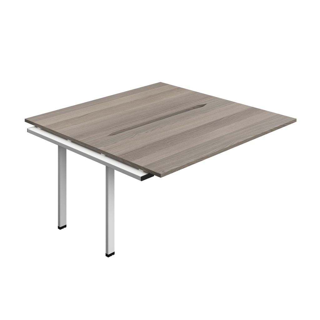 Synergy Bench Extension With Cut Out: 2 Person (Fsc) | 1600 X 800 | Grey Oak/White