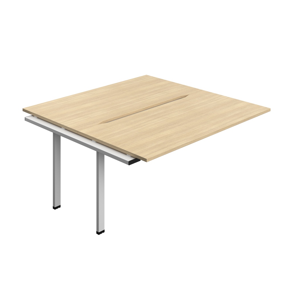 Synergy Bench Extension With Cut Out: 2 Person (Fsc) | 1600 X 800 | Nova Oak/Silver