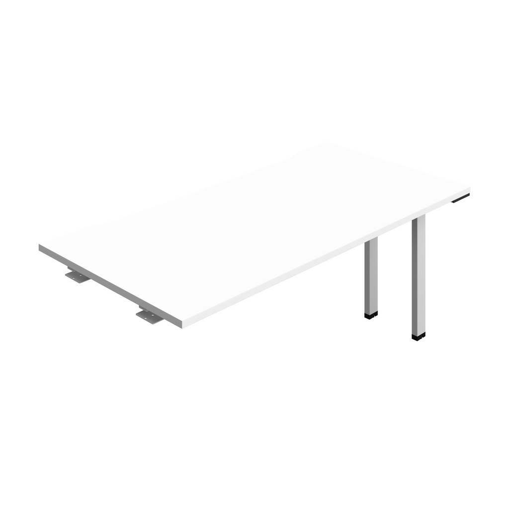 Synergy Bench Extension With Cut Out: 1 Person (Fsc) | 1600 X 800 | White/Silver