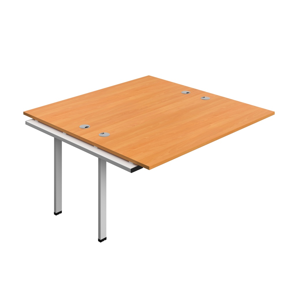 Synergy Bench Extension With Cable Ports: 2 Person (Fsc) | 1600 X 800 | Beech/Silver