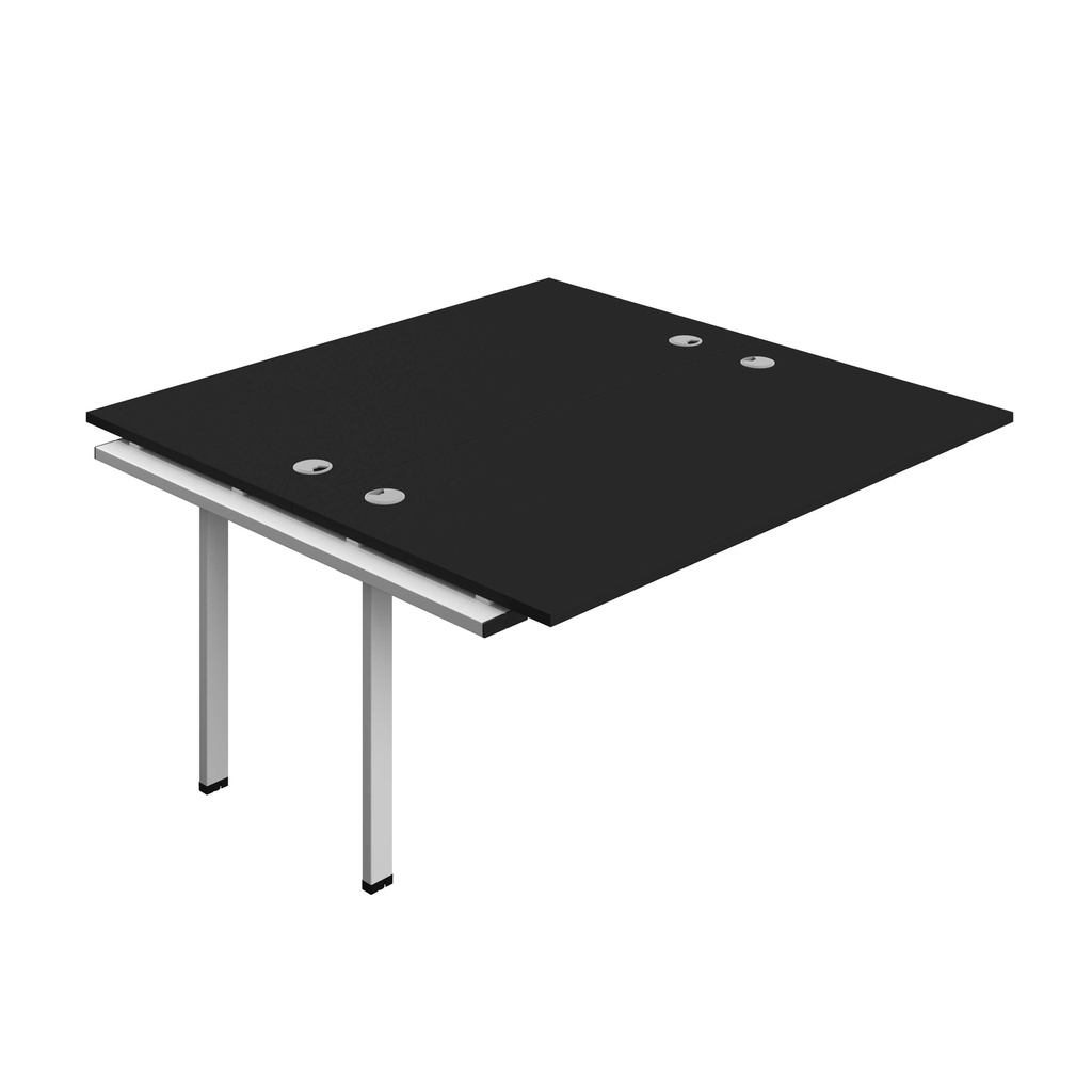 Synergy Bench Extension With Cable Ports: 2 Person (Fsc) | 1600 X 800 | Black/Silver
