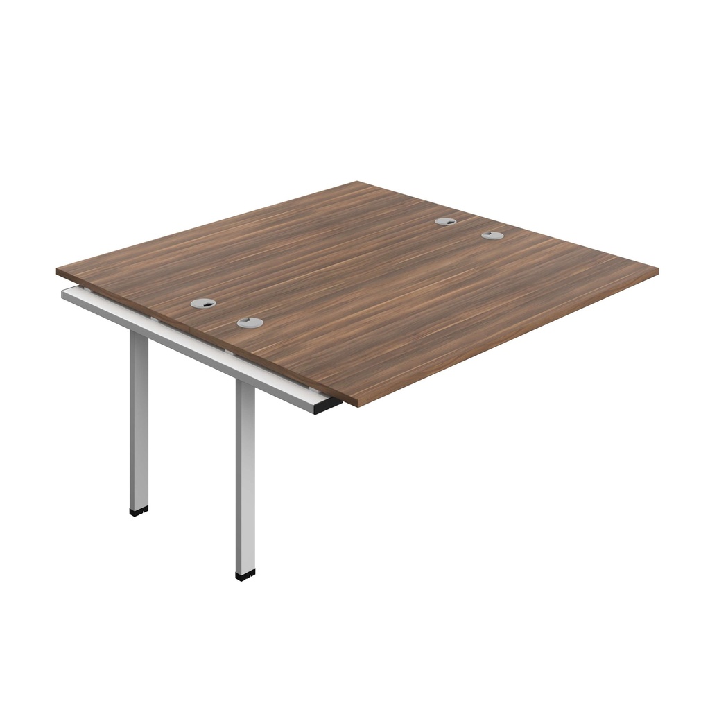 Synergy Bench Extension With Cable Ports: 2 Person (Fsc) | 1600 X 800 | Dark Walnut/Silver