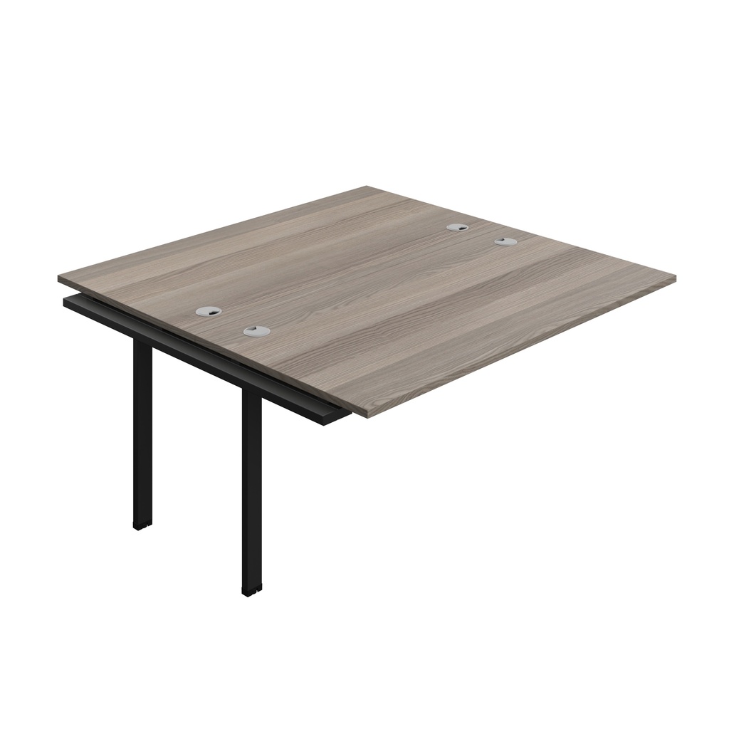 Synergy Bench Extension With Cable Ports: 2 Person (Fsc) | 1600 X 800 | Grey Oak/Black