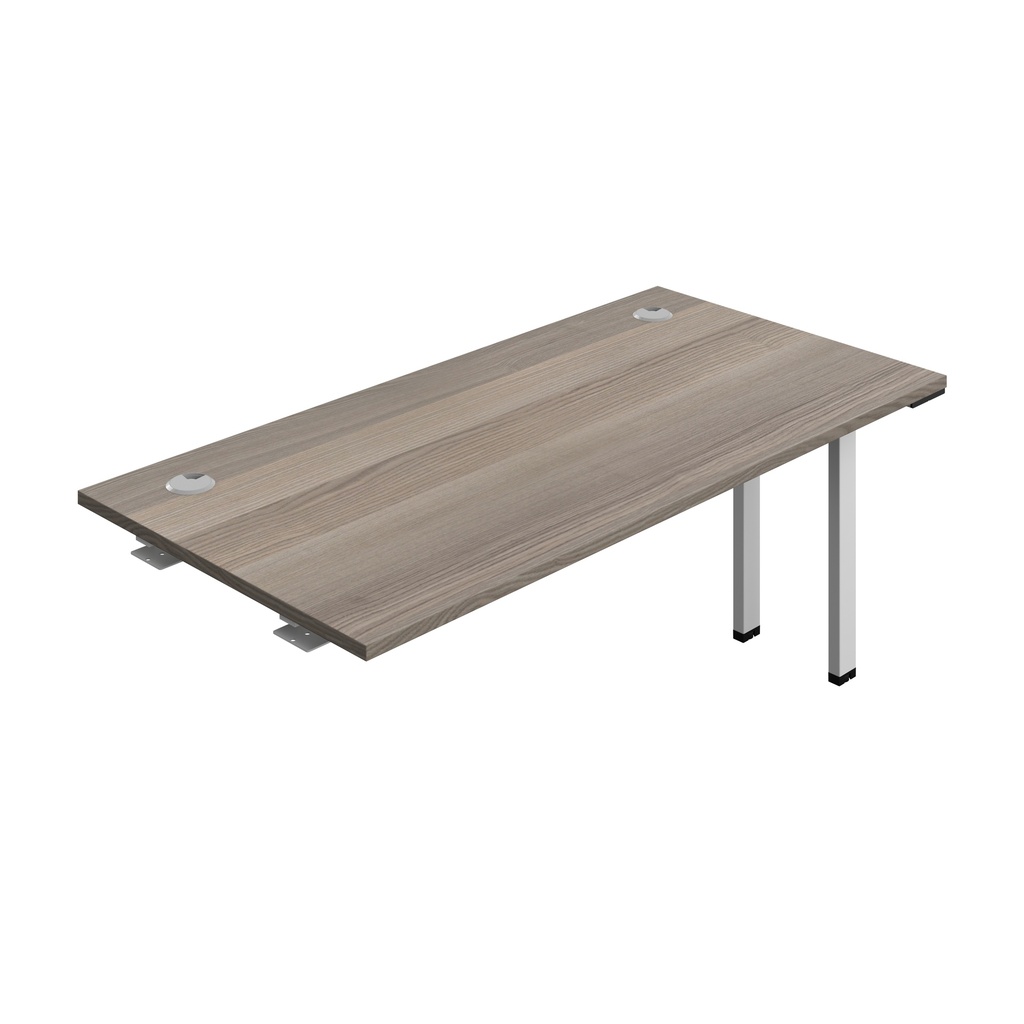 Synergy Bench Extension With Cable Ports: 1 Person (Fsc) | 1600 X 800 | Grey Oak/Silver