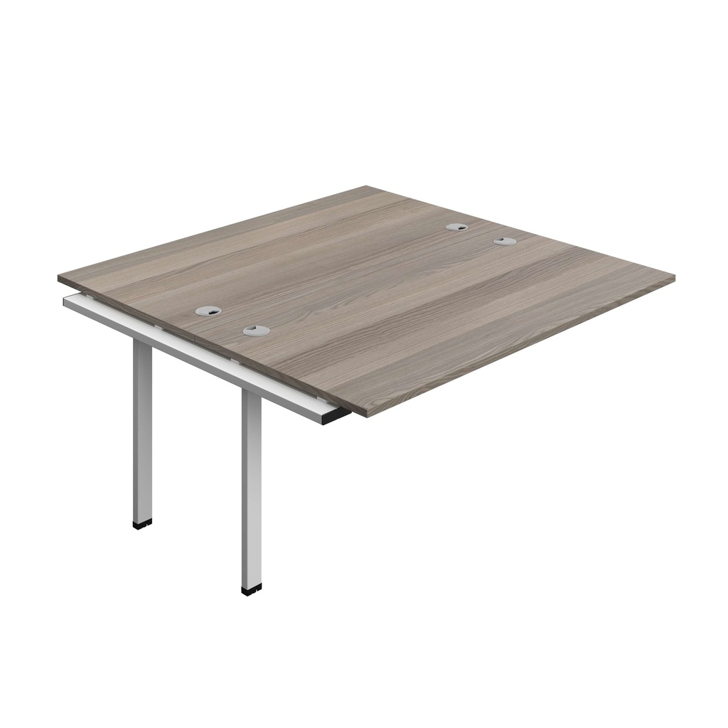 Synergy Bench Extension With Cable Ports: 2 Person (Fsc) | 1600 X 800 | Grey Oak/Silver
