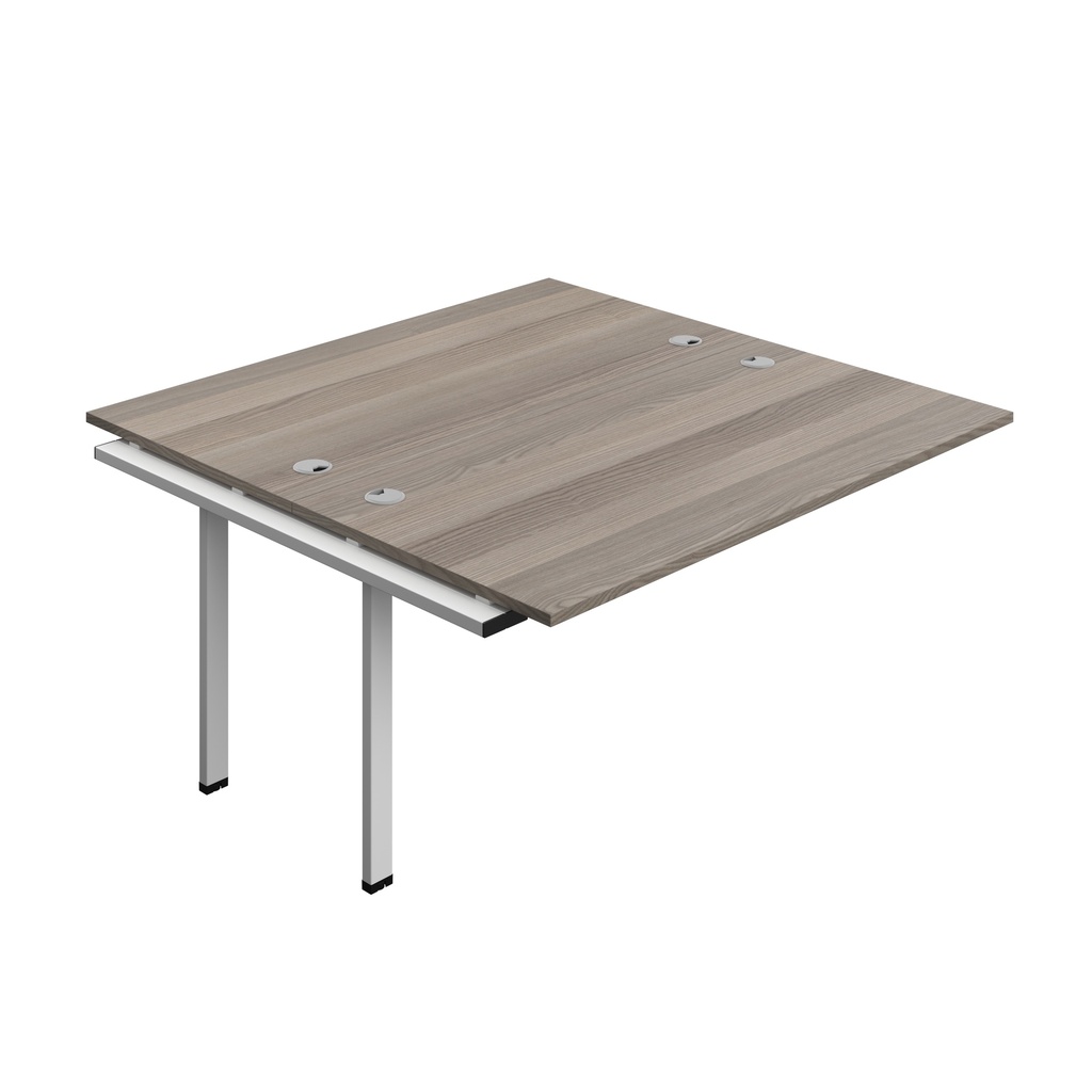 Synergy Bench Extension With Cable Ports: 2 Person (Fsc) | 1600 X 800 | Grey Oak/Silver