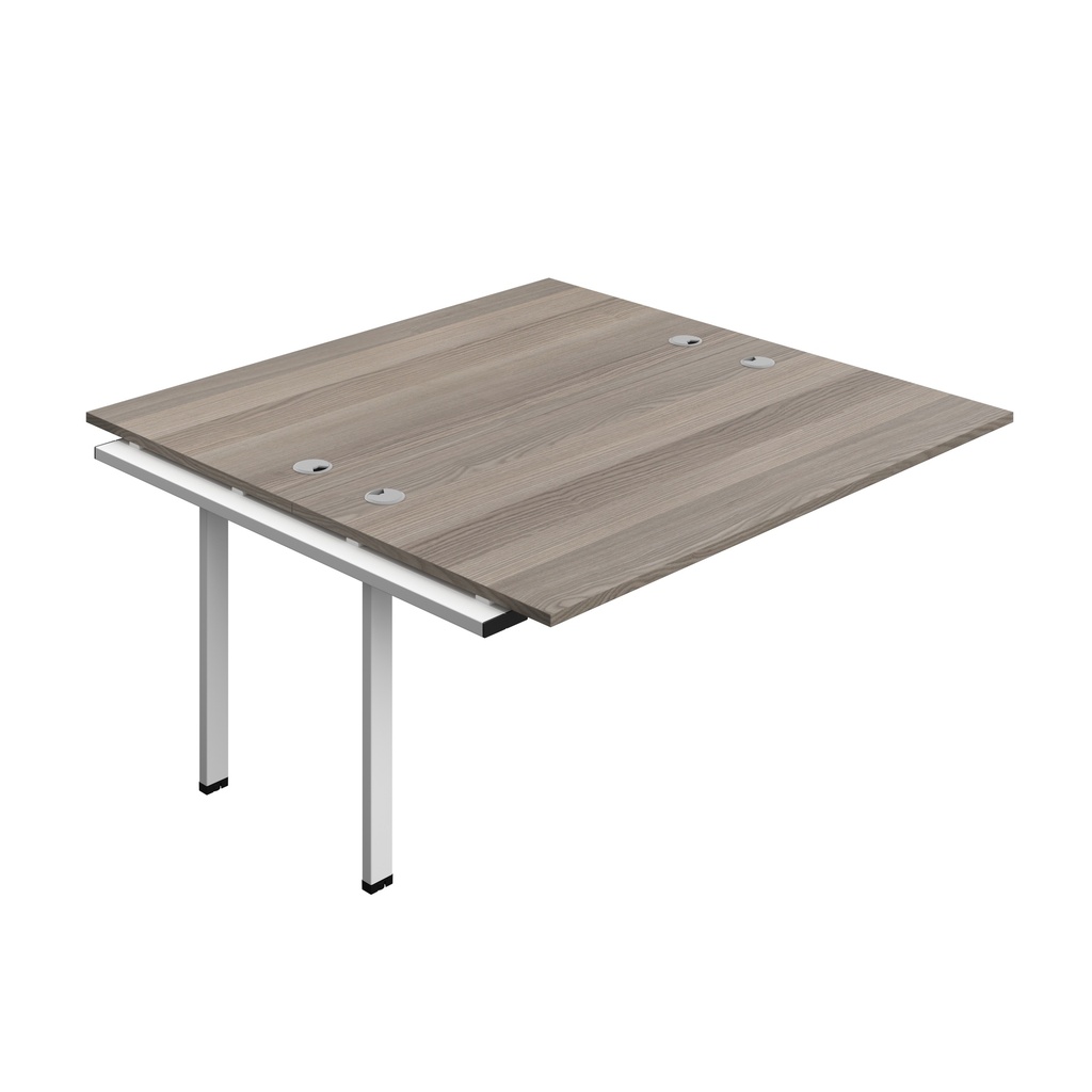 Synergy Bench Extension With Cable Ports: 2 Person (Fsc) | 1600 X 800 | Grey Oak/White