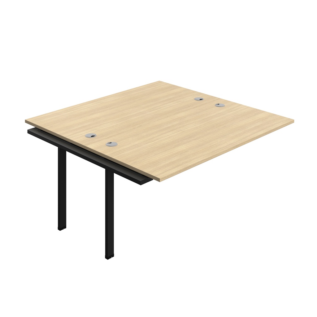 Synergy Bench Extension With Cable Ports: 2 Person (Fsc) | 1600 X 800 | Nova Oak/Black