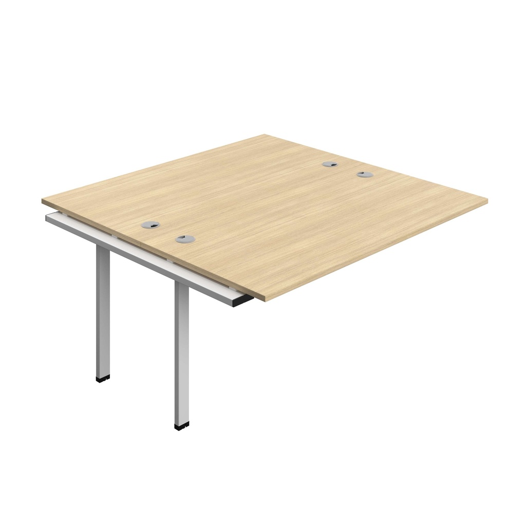 Synergy Bench Extension With Cable Ports: 2 Person (Fsc) | 1600 X 800 | Nova Oak/Silver