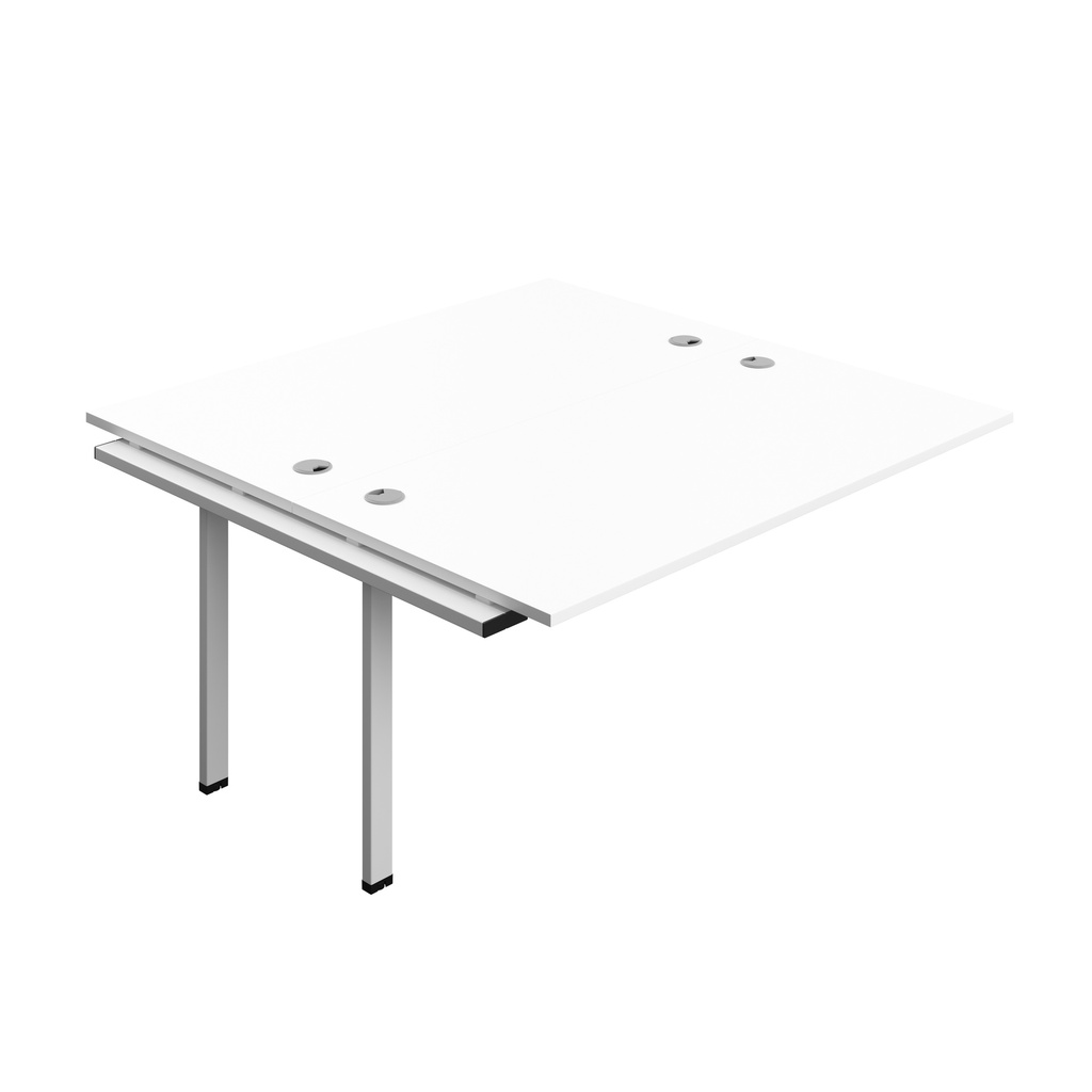 Synergy Bench Extension With Cable Ports: 2 Person (Fsc) | 1600 X 800 | White/Silver
