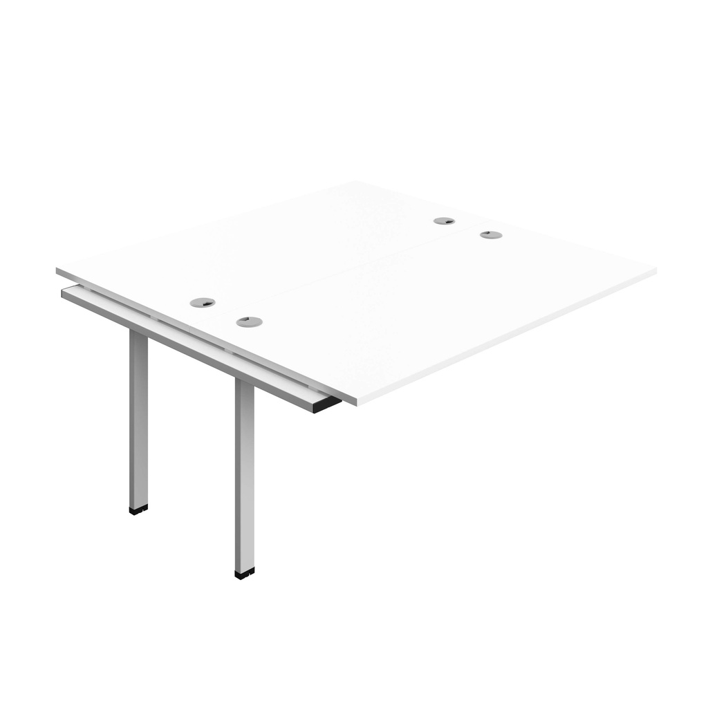 Synergy Bench Extension With Cable Ports: 2 Person (Fsc) | 1600 X 800 | White/Silver