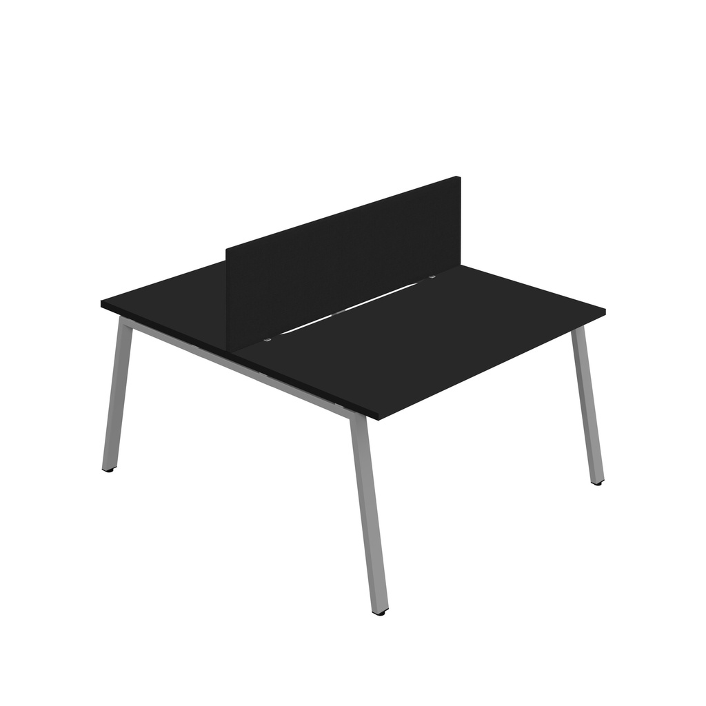 Synergy 2P Bench Desk |1200X800mm|A-Frame|Black/Silver|Black Screen