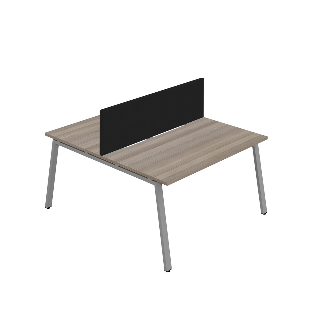 Synergy 2P Bench Desk|1200X800mm|A-Frame|GreyOak/Silver |Black Screen