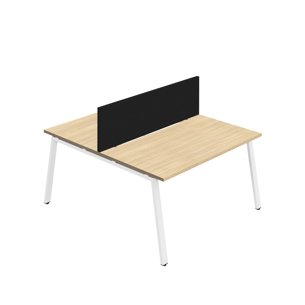 Synergy 2P Bench Desk|1200X800mm|A-Frame|NovaOak/White|Black Screen