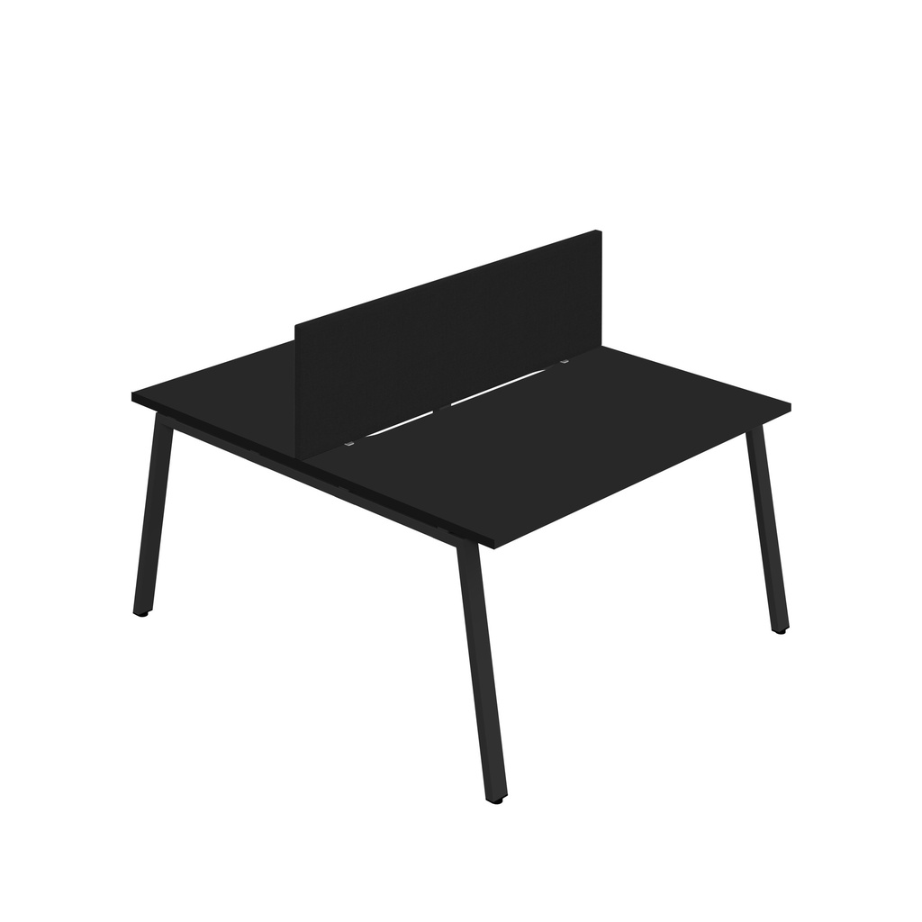 Synergy 2P Bench Desk|1400X800mm|A-Frame|Black/Black|Black Screen