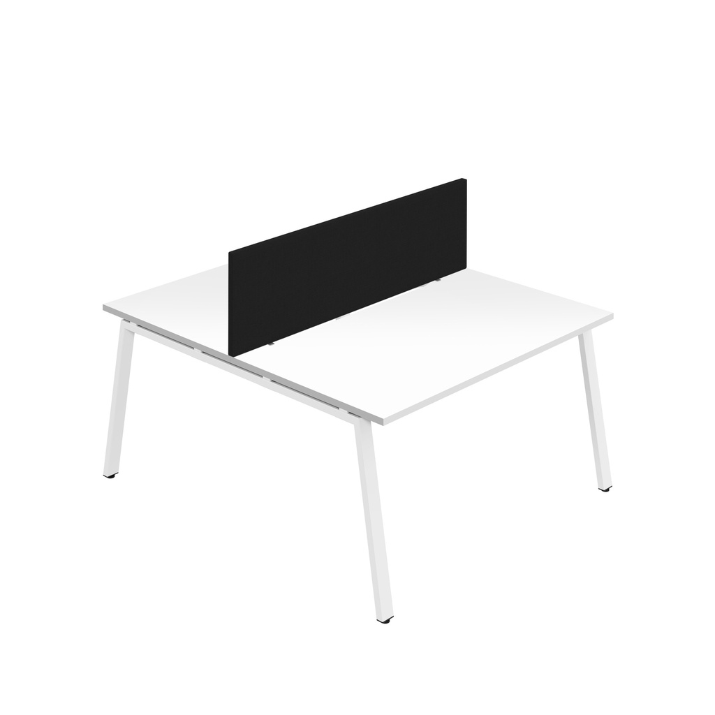 Synergy 2P Bench Desk|1400X800mm|A-Frame|White/White|Black Screen