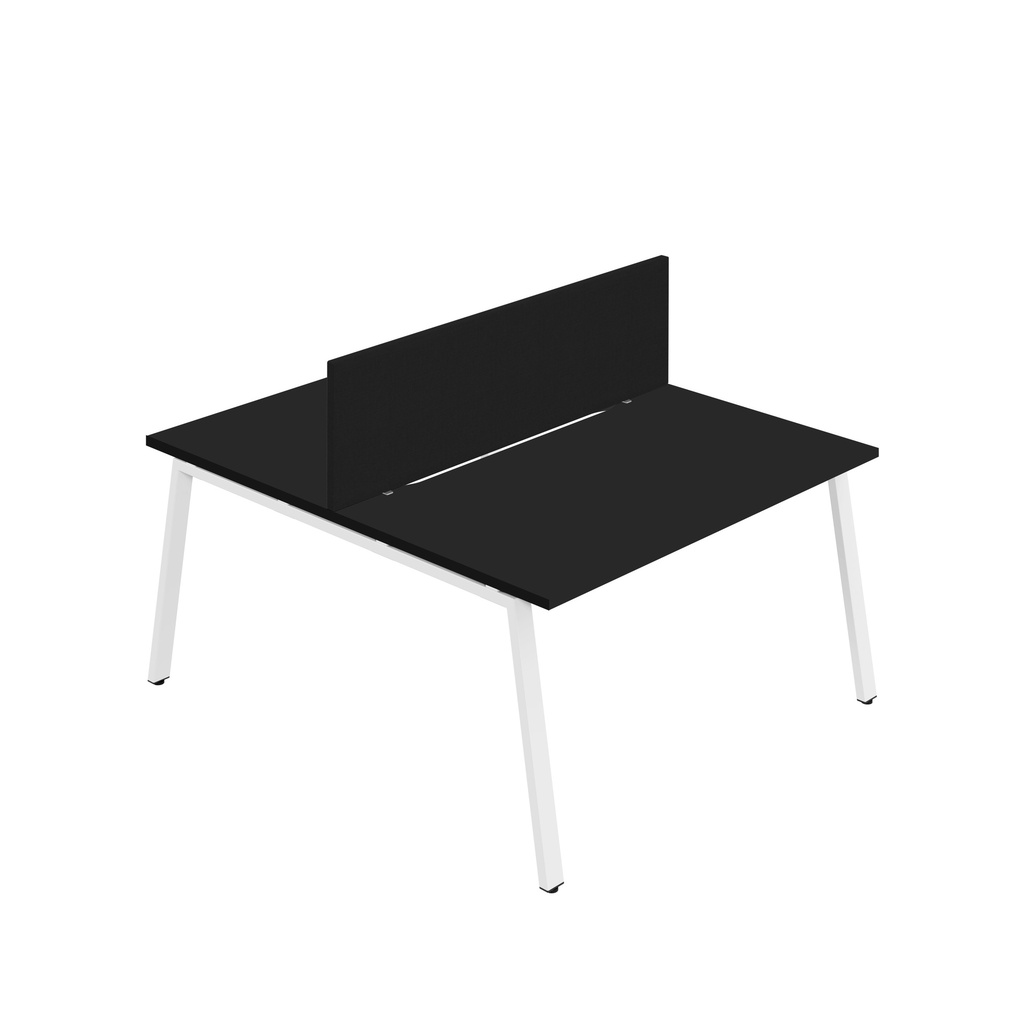 Synergy 2P Bench Desk|1600X800mm|A-Frame|Black/White|Black Screen
