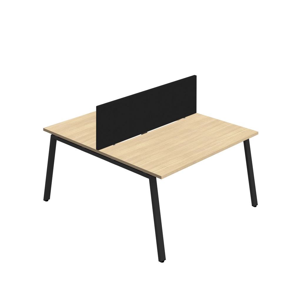 Synergy 2P Bench Desk|1600X800mm|A-Frame|NovaOak/Black|Black Screen