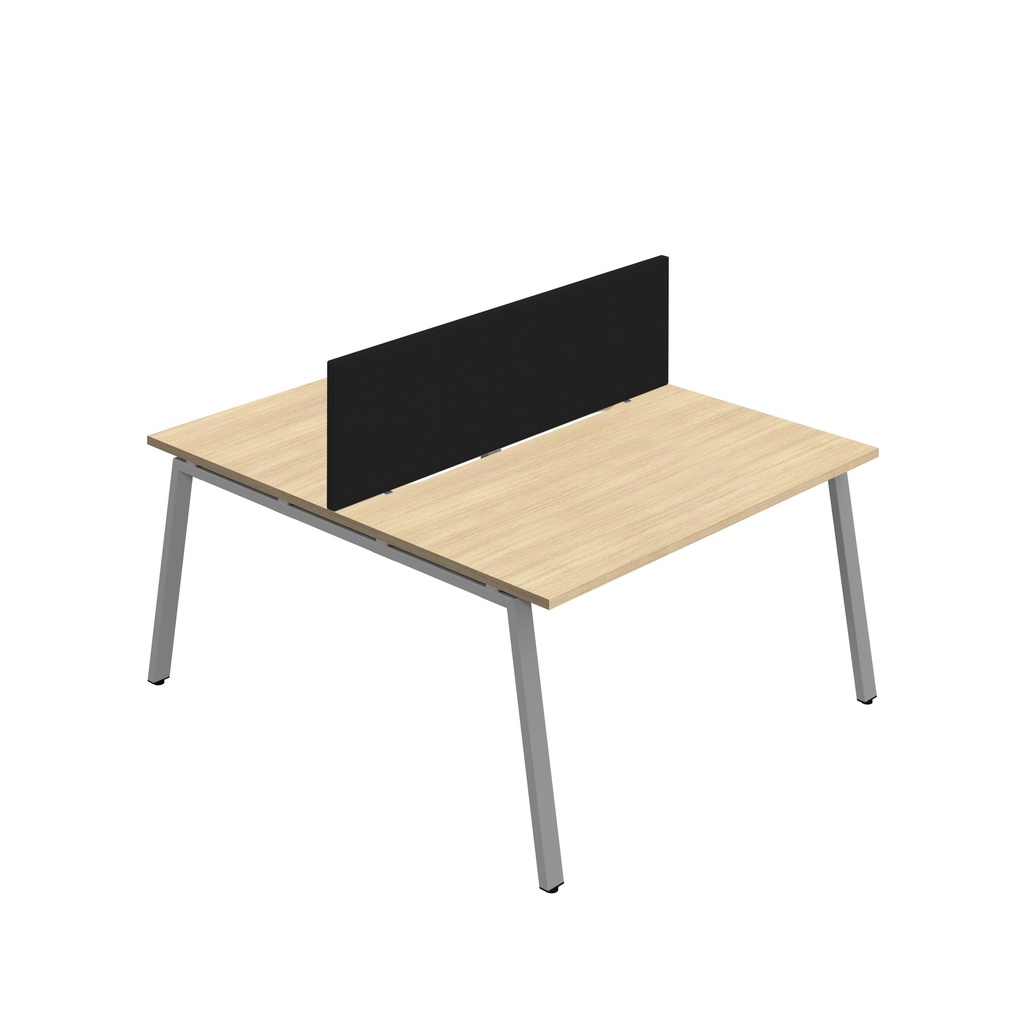 Synergy 2P Bench Desk|1600X800mm|A-Frame|NovaOak/Silver|Black Screen