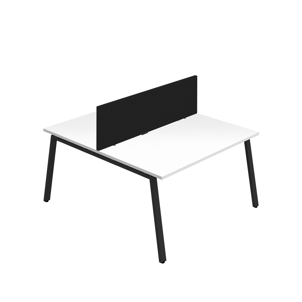 Synergy 2P Bench Desk|1600X800mm|A-Frame|White/Black|Black Screen