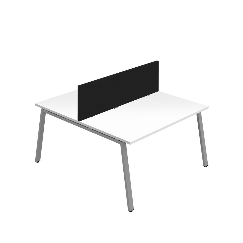 Synergy 2P Bench Desk|1600X800mm|A-Frame|White/Silver|Black Screen