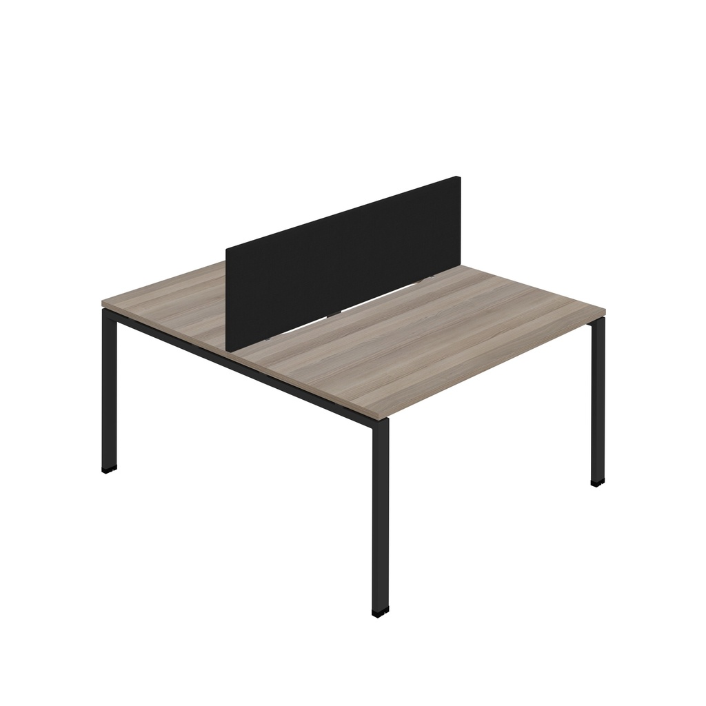 Synergy 2P Bench Desk|1600X800mm|GoalPost|GreyOak/Black|Black Screen