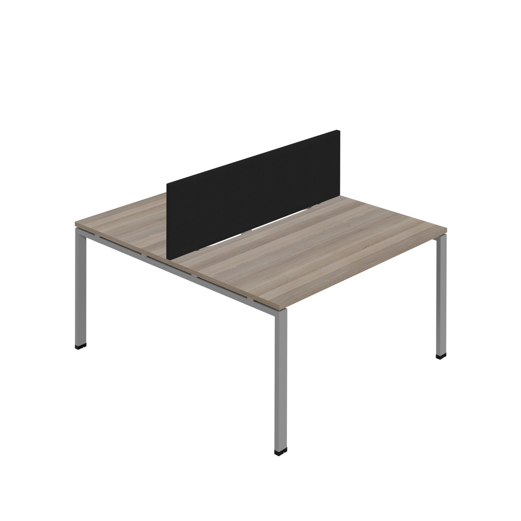 Synergy 2P Bench Desk|1600X800mm|GoalPost|GreyOak/Silver|Black Screen