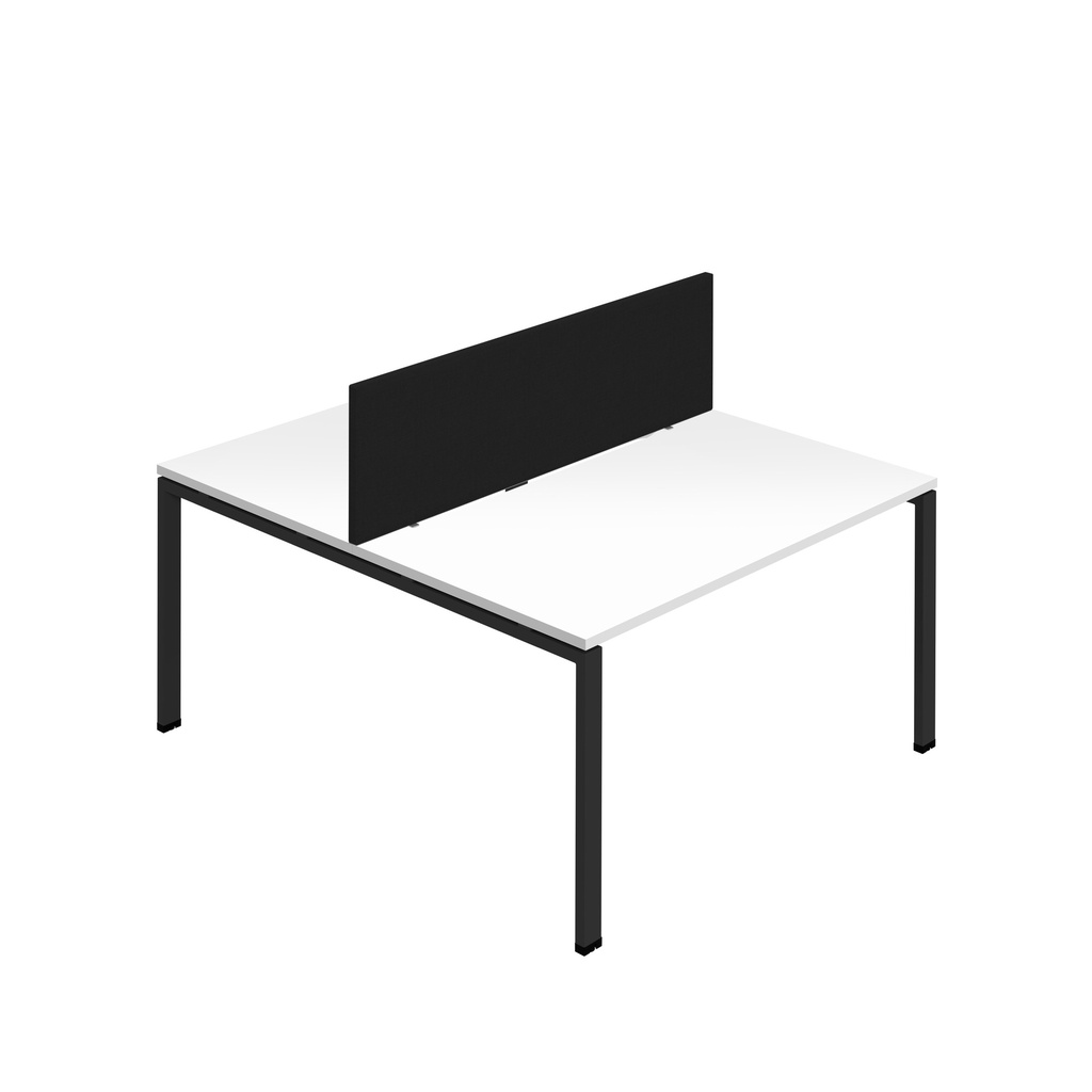 Synergy 2P Bench Desk|1600X800mm|GoalPost|White/Black|Black Screen
