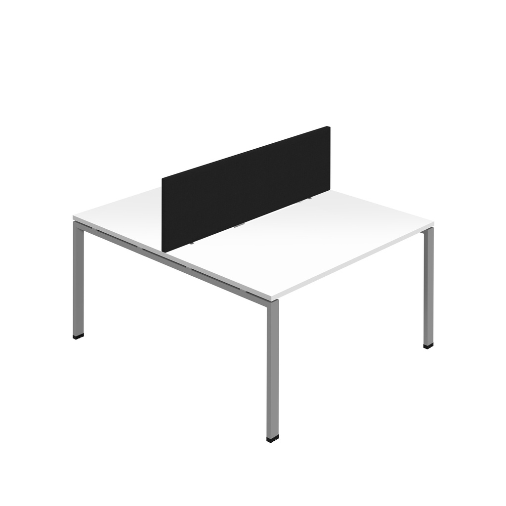 Synergy 2P Bench Desk|1600X800mm|GoalPost|White/Silver|Black Screen