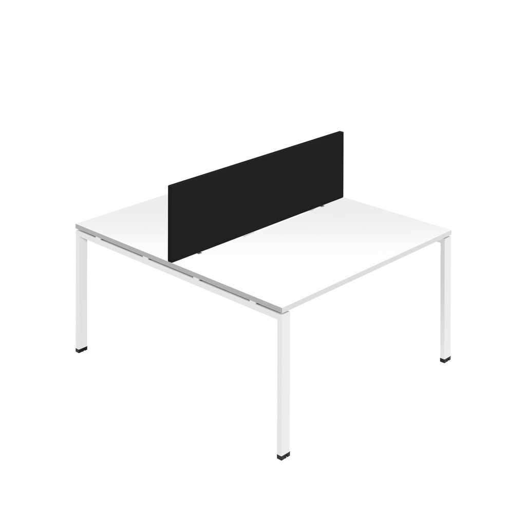 Synergy 2P Bench Desk|1600X800mm|GoalPost|White/White|Black Screen