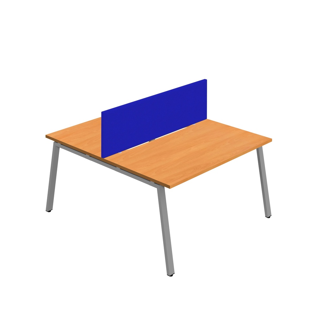 Synergy 2P Bench Desk|1200X800mm|A-Frame|Beech/Silver|Royal Blue Screen