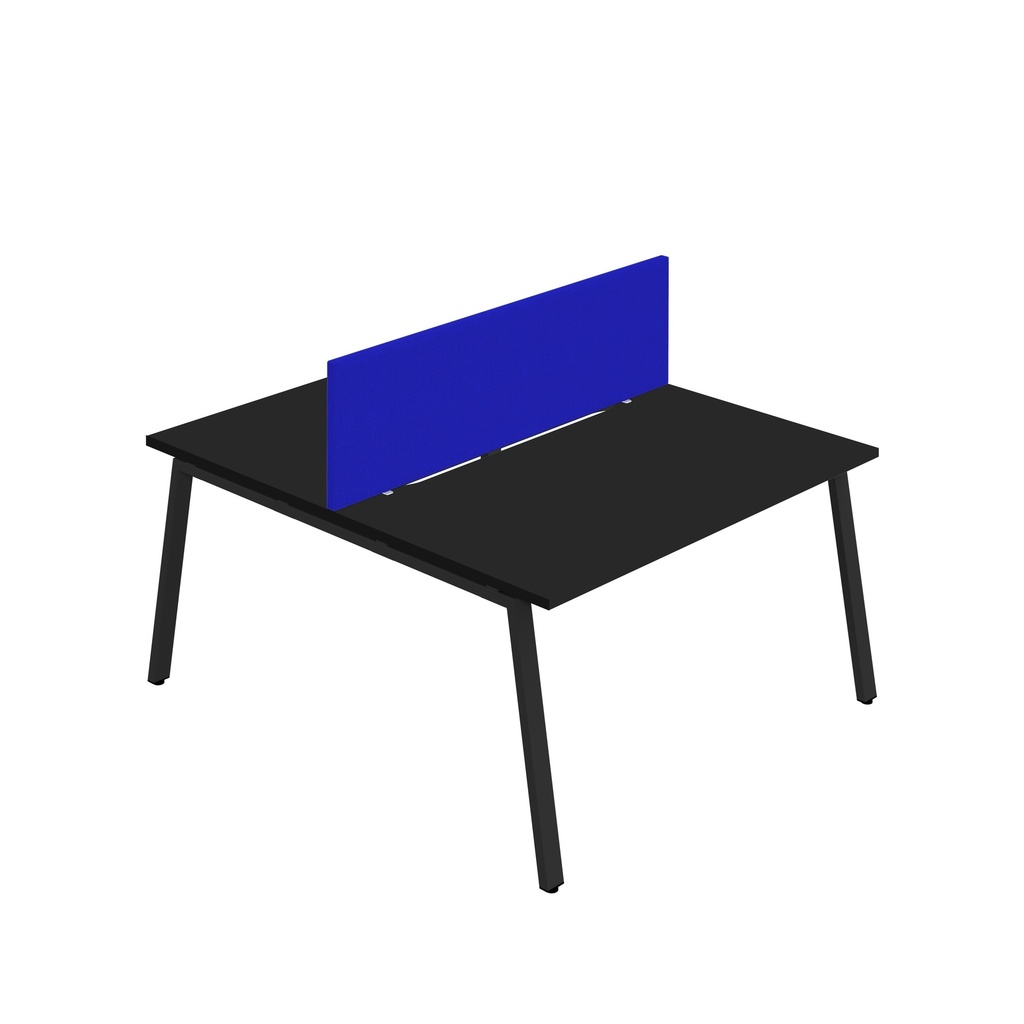 Synergy 2P Bench Desk|1200X800mm|A-Frame|Black/Black|Royal Blue Screen
