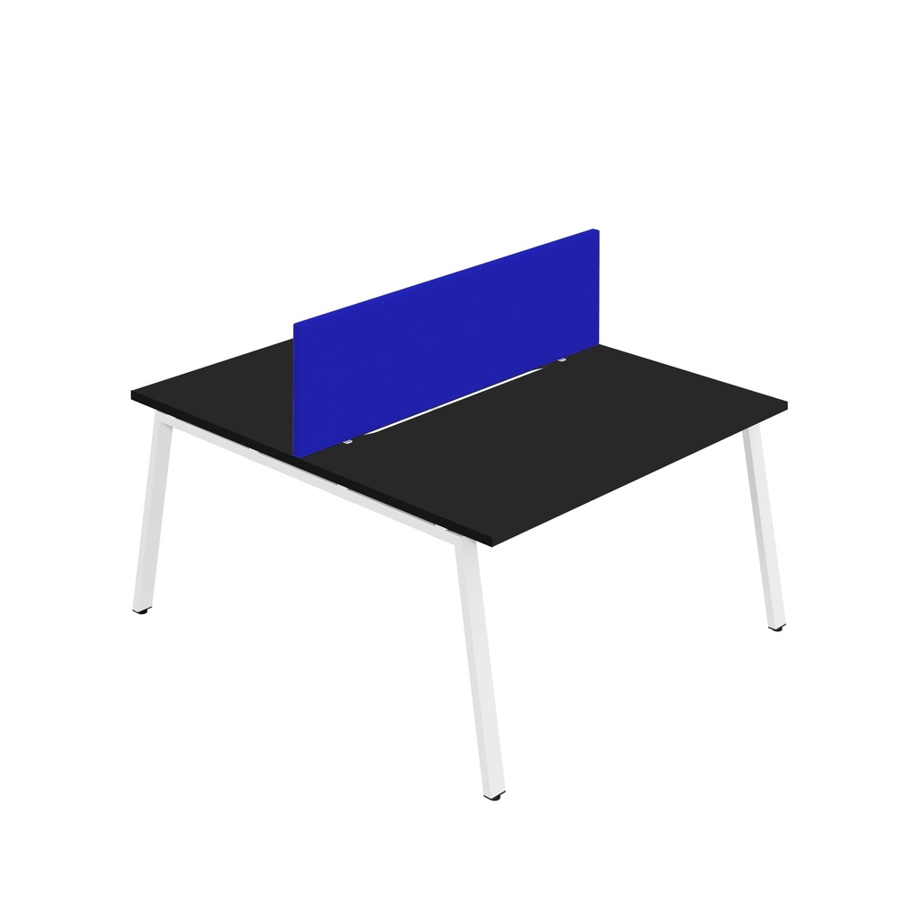 Synergy 2P Bench Desk|1200X800mm|A-Frame|Black/White|Royal Blue Screen