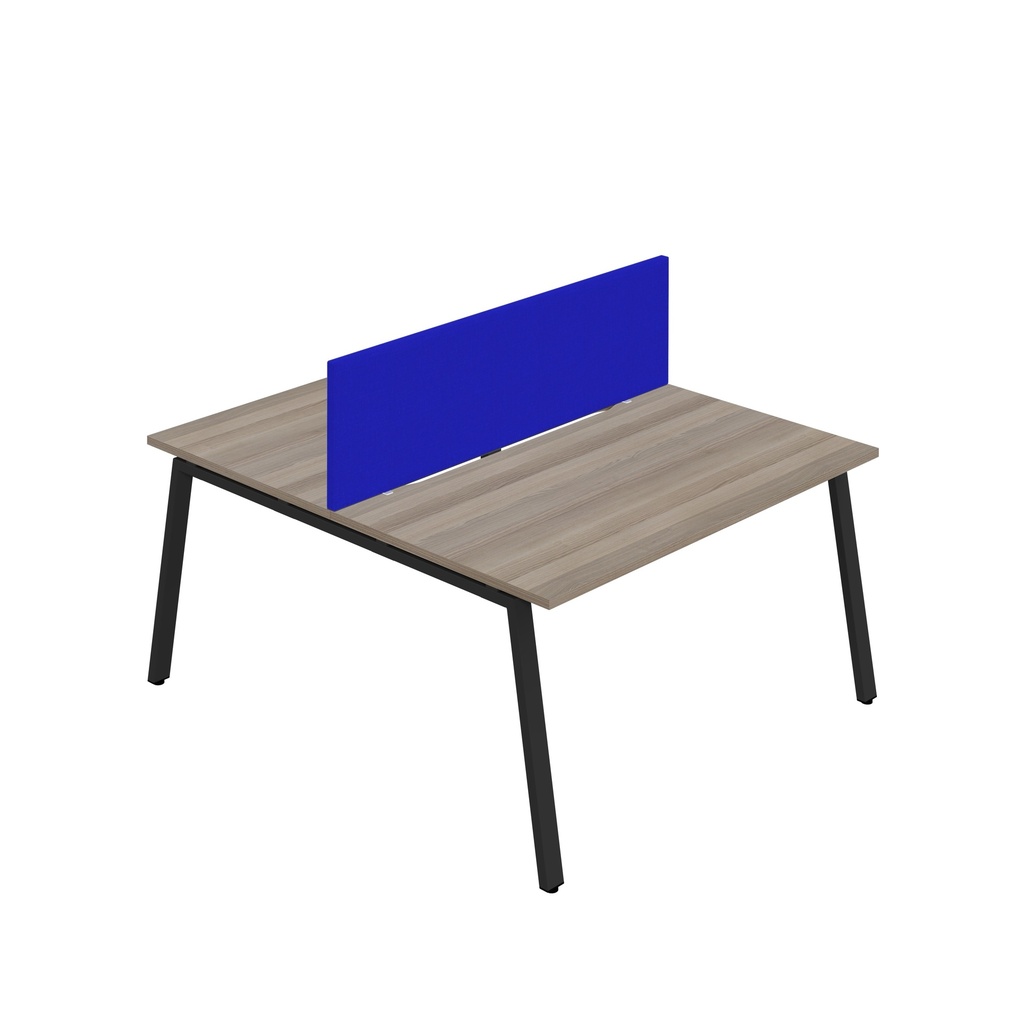 Synergy 2P Bench Desk|1200X800mm|A-Frame|GreyOak/Black|Royal Blue Screen